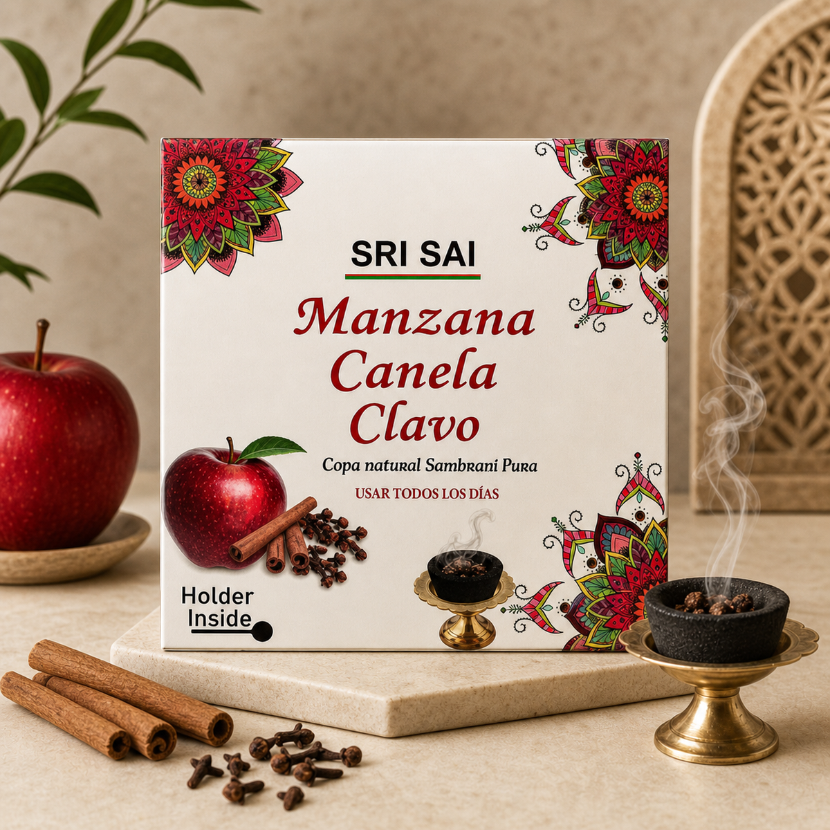 Carbón Activado Sri Sai - Manzana Canela Clavo